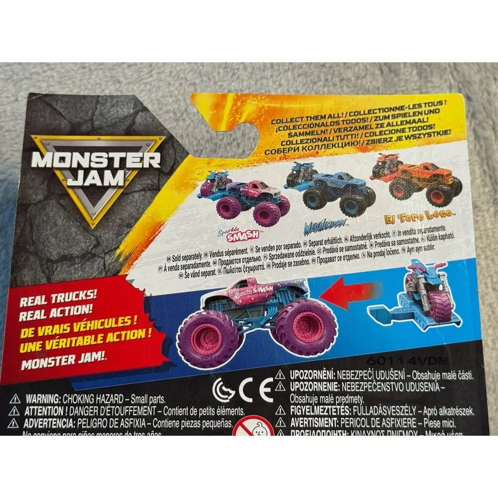 2025 Monster Jam Sparkle Smash Monster Truck & Dirt Bike Walmart Exclusive 1:64